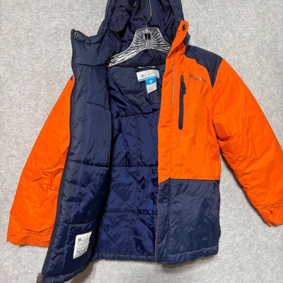 Columbia Boys Jacket Size S (8) Orange Navy Hooded Insulated Winter - Picture 3 of 8